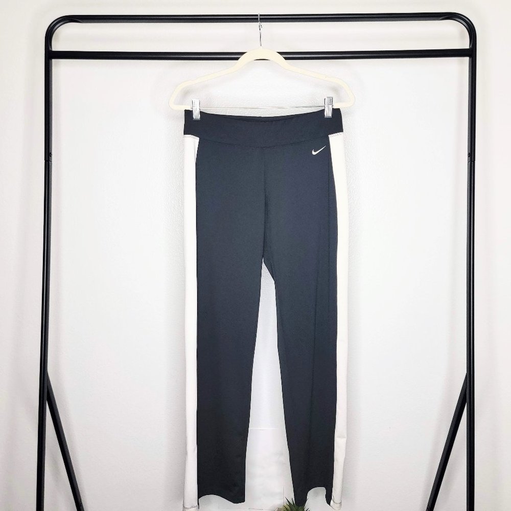 Nike Women's Black w/ White Stripe Stretchy Athletic Track Pants